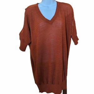 Burnt Orange Shirt - Top, Peek-a-boo Sleeves,  Maurices sz XL